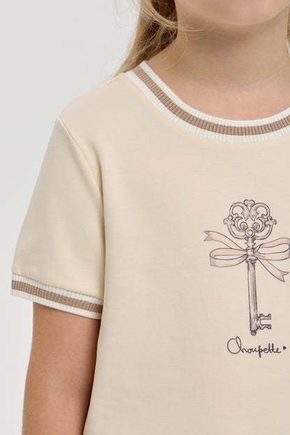 Beige T-shirt with the key print