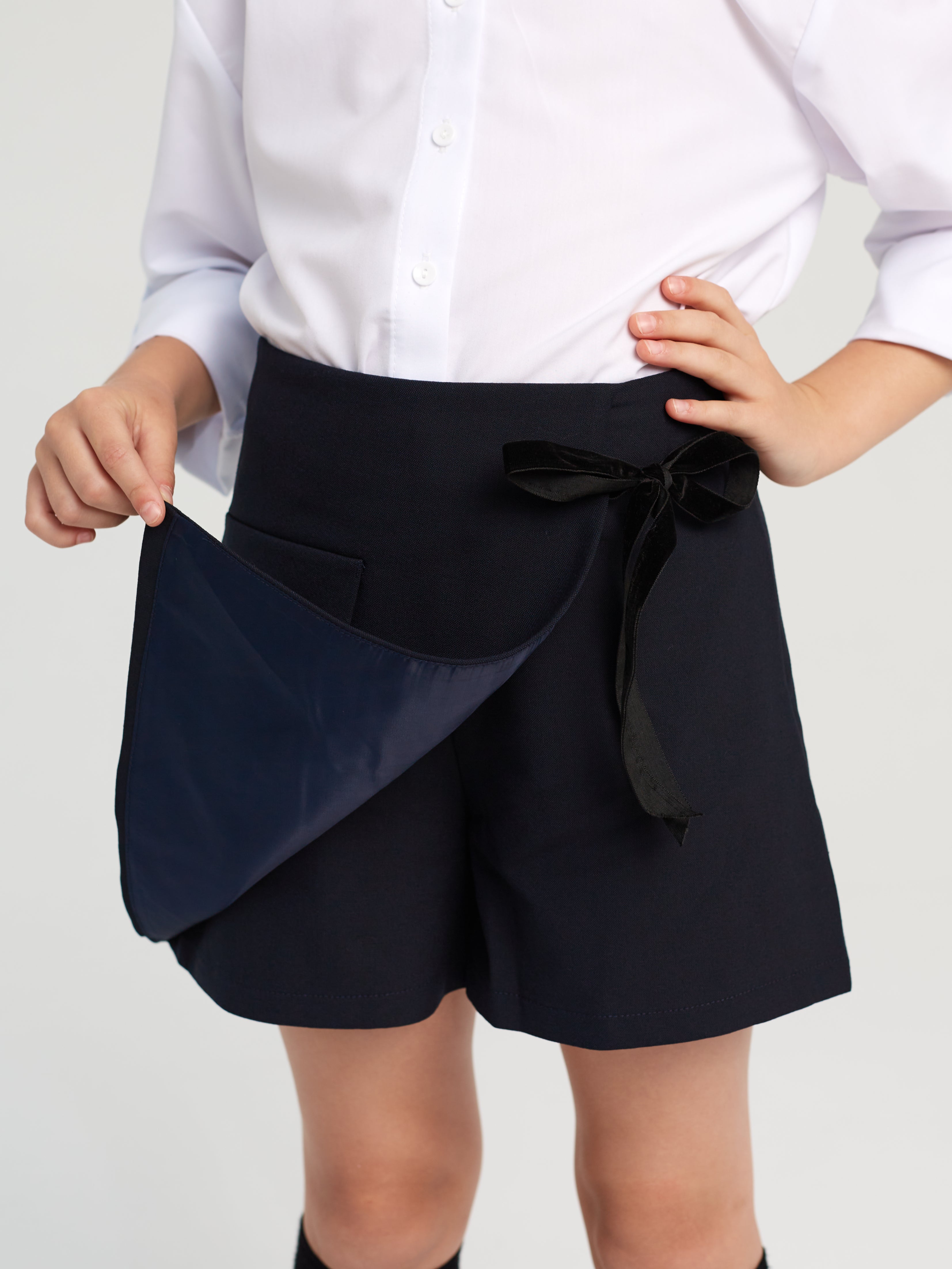 Navy Wrap Skirt with Pocket Detail