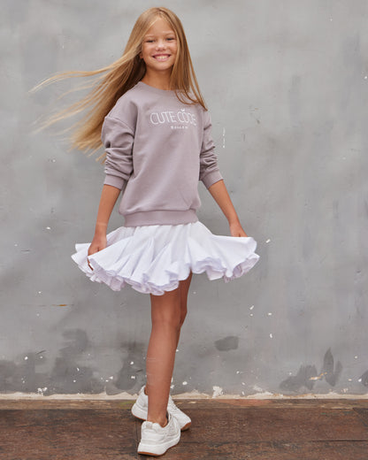 Paneled flowy skort white