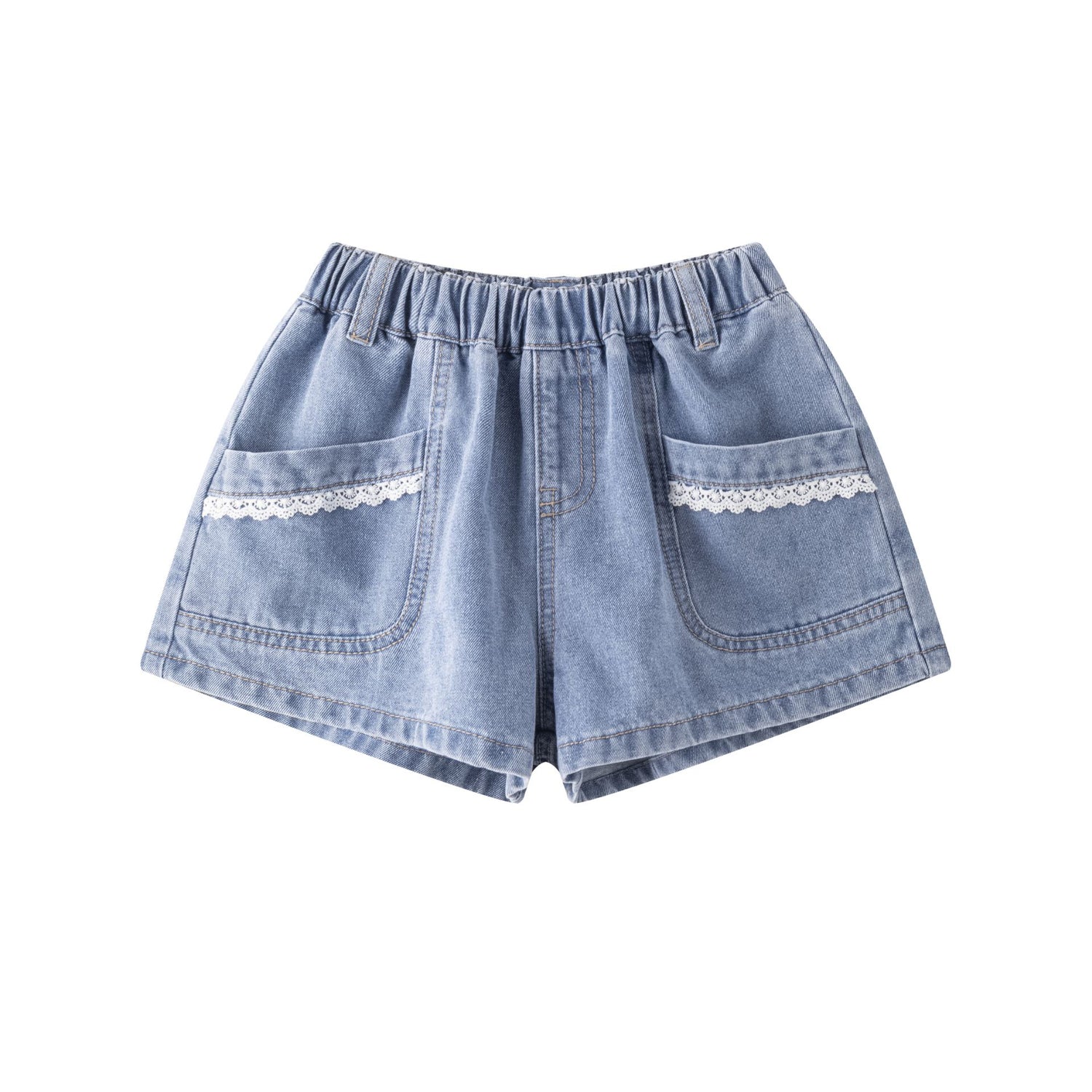 Jeans shorts with laces