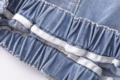 Jeans shorts with laces