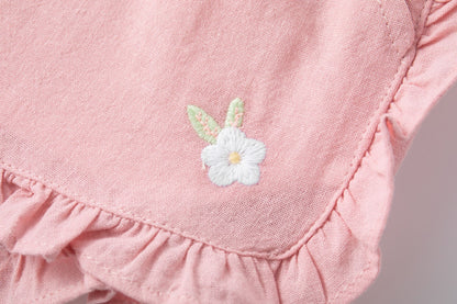 Pink cotton shorts with ruffles